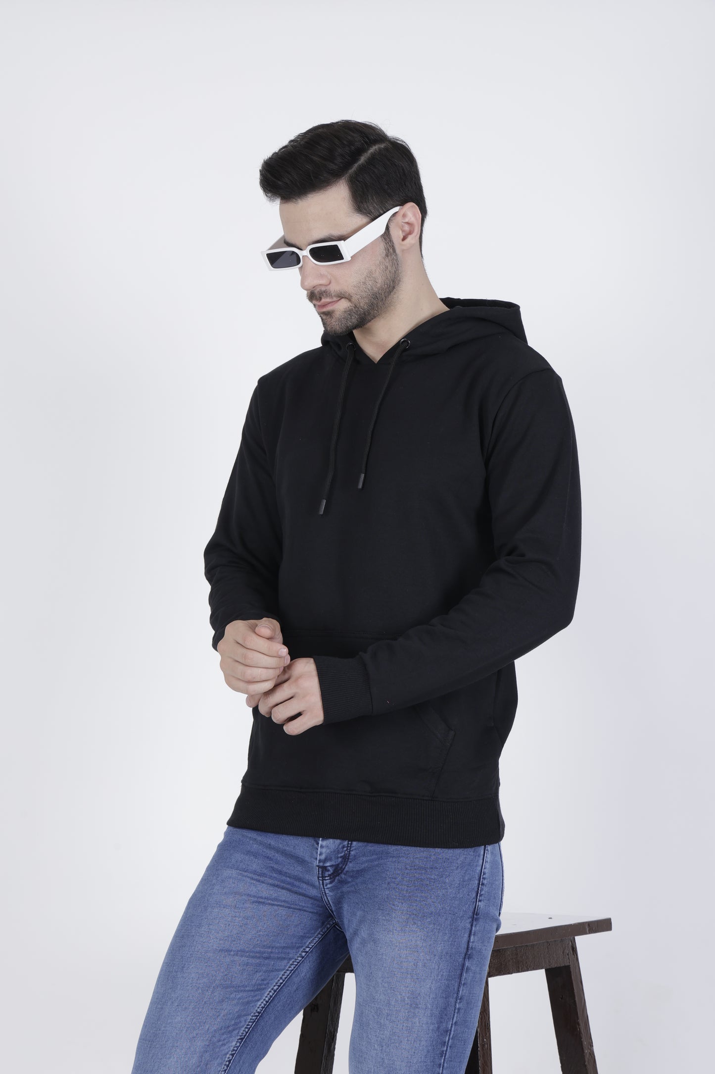 Premium Black Cotton Hoodie