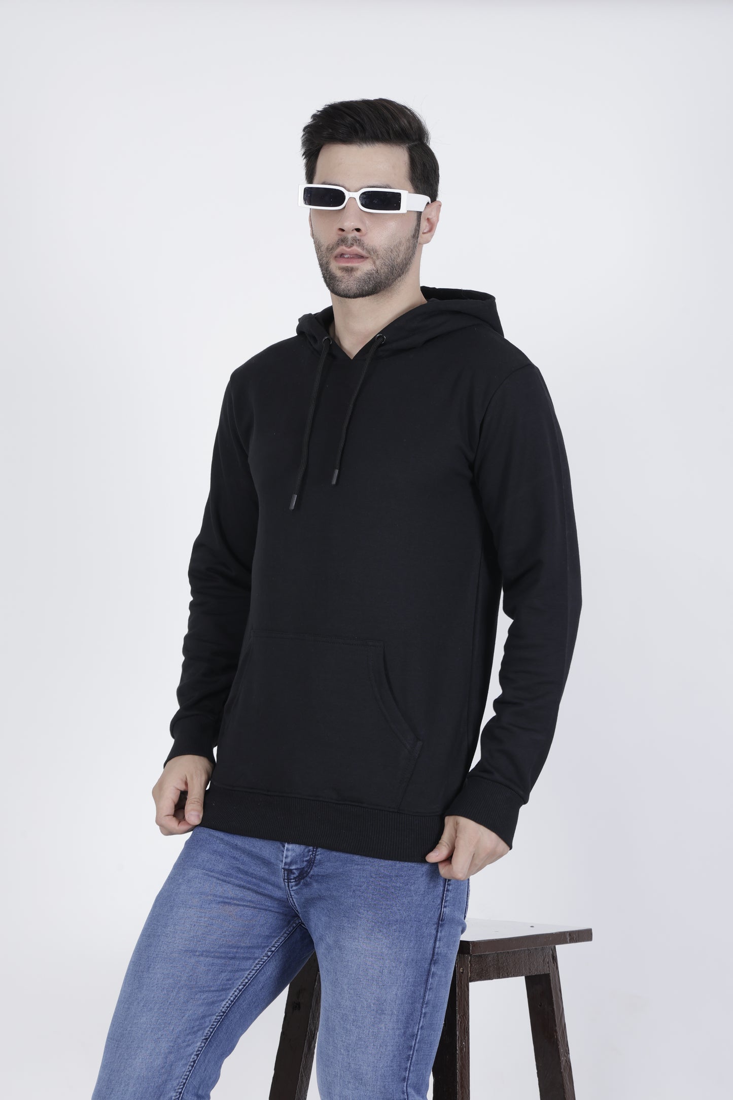 Premium Black Cotton Hoodie