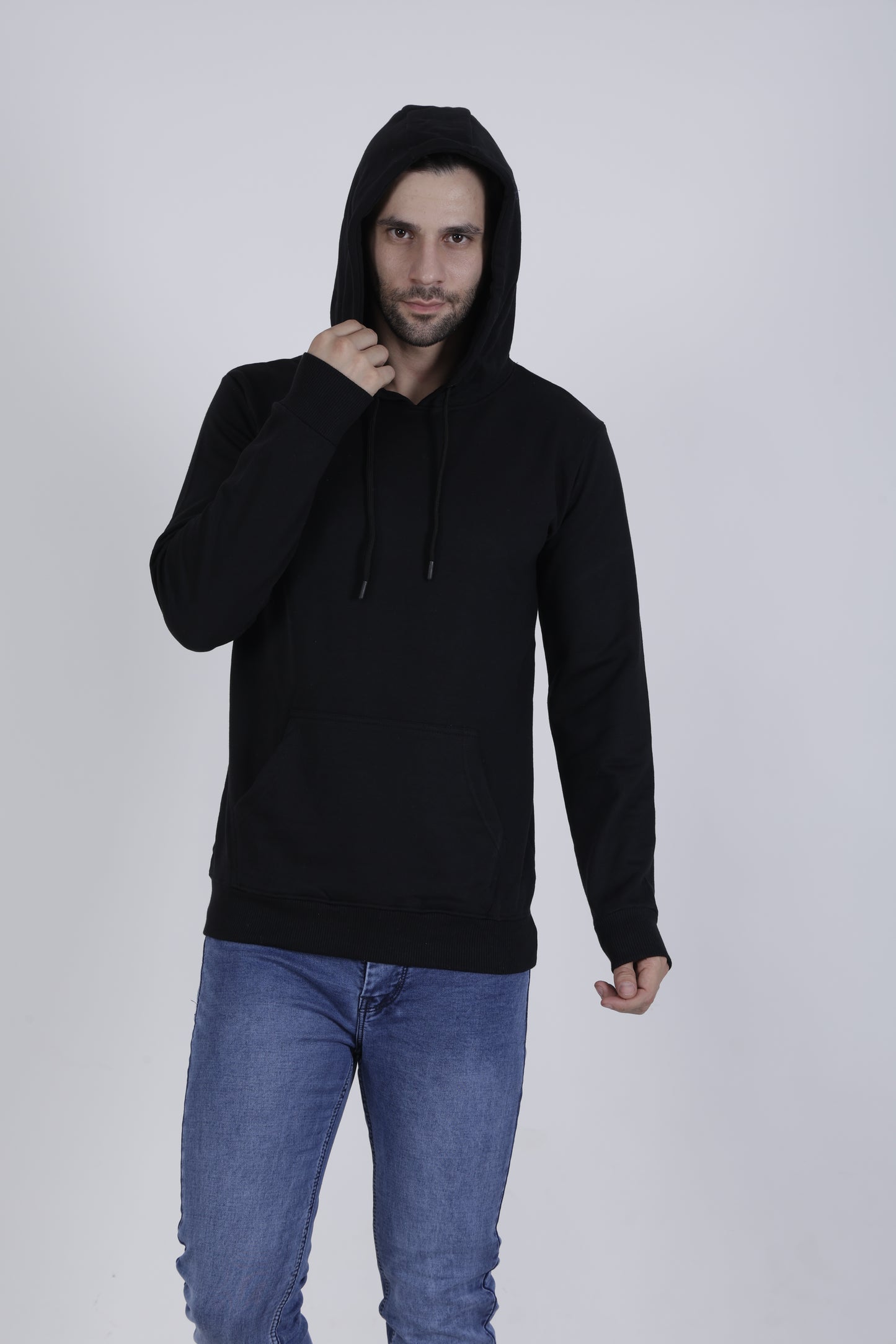 Premium Black Cotton Hoodie